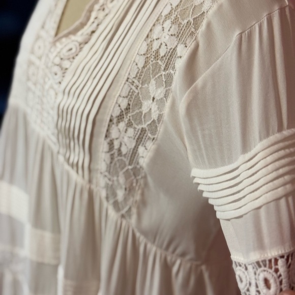 Maeve White Lace Trim Women's Top - Picture 8 of 14